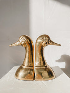 MID CENTURY BRASS DUCK HEAD BOOKENDS