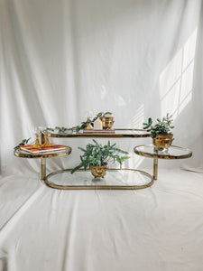 MILO BAUGHMAN STYLE BRASS SWIVEL COFFEE TABLE