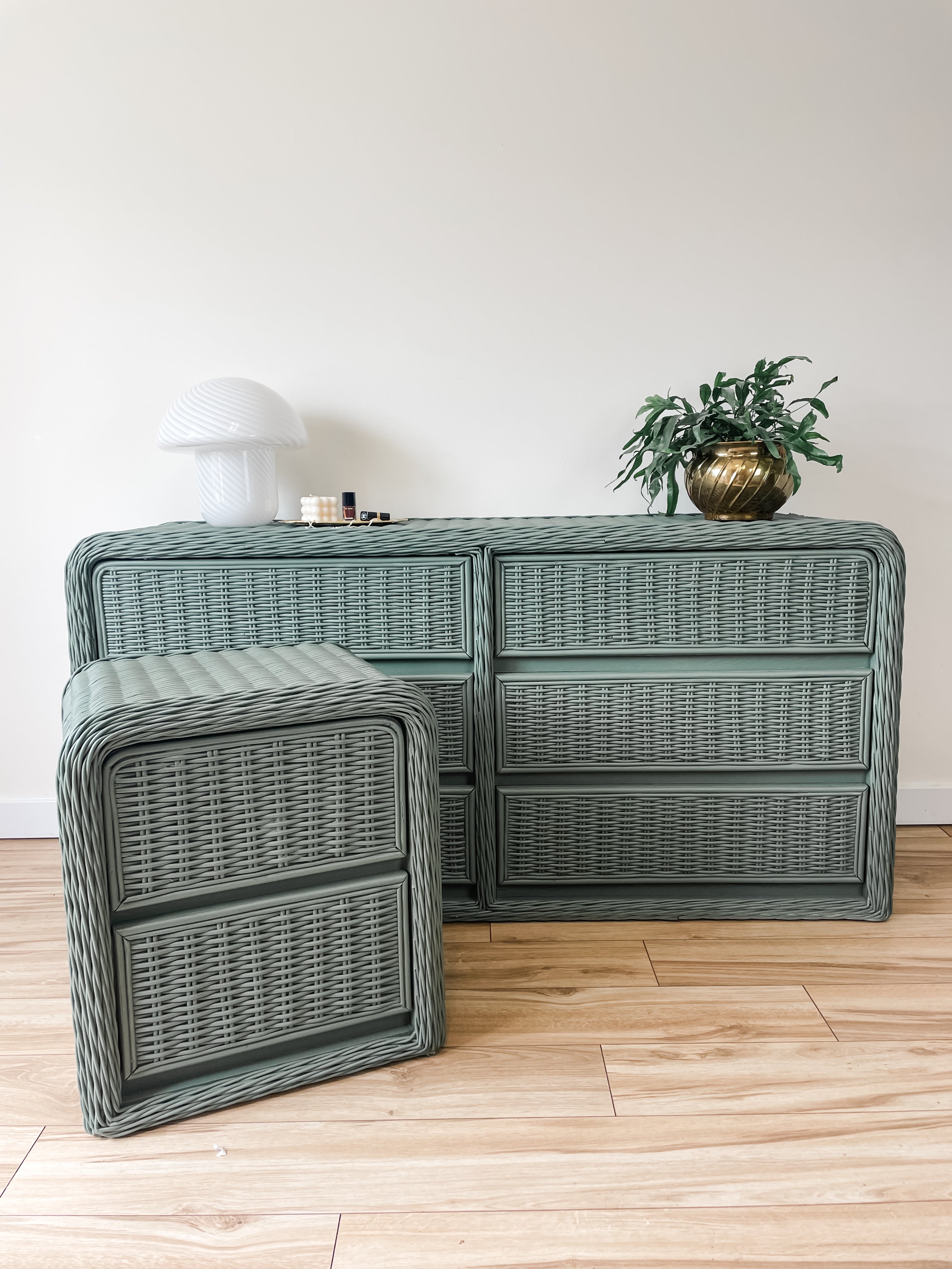 REFINISHED WICKER DRESSER