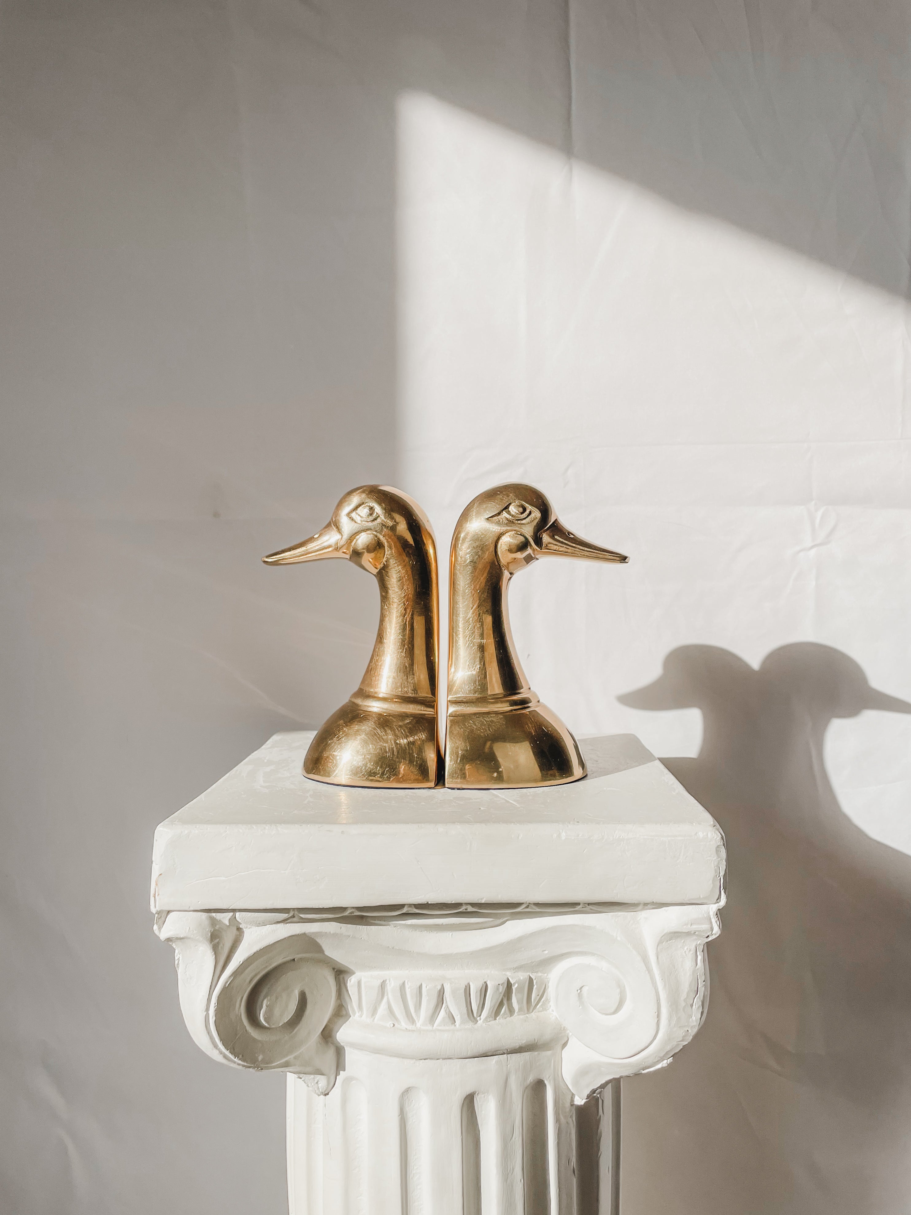 MID CENTURY BRASS DUCK HEAD BOOKENDS