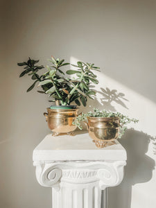 VINTAGE BRASS FOOTED PLANTERS