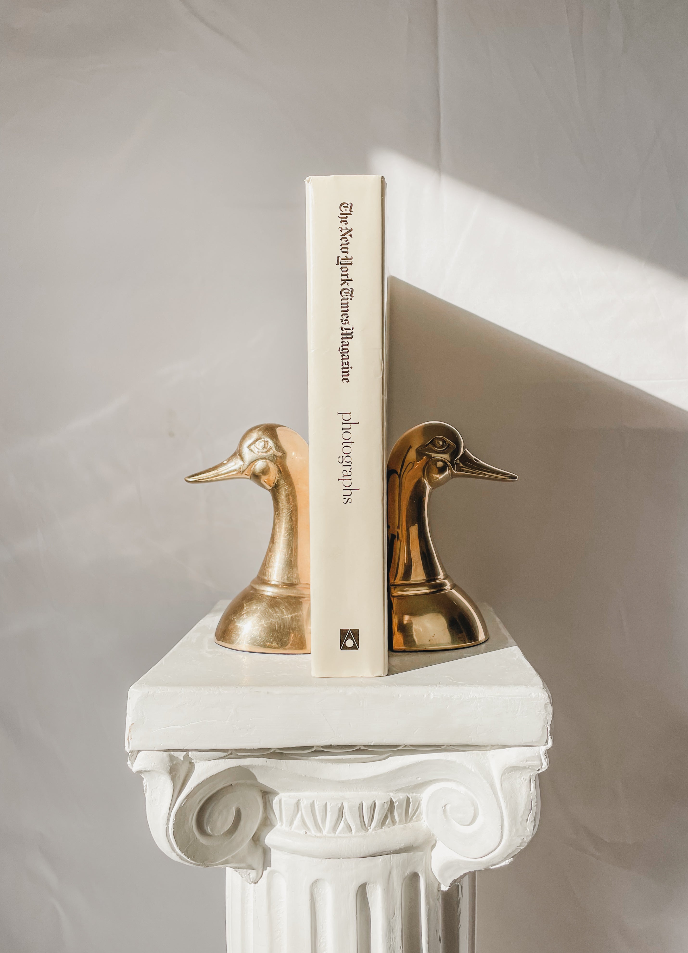 MID CENTURY BRASS DUCK HEAD BOOKENDS