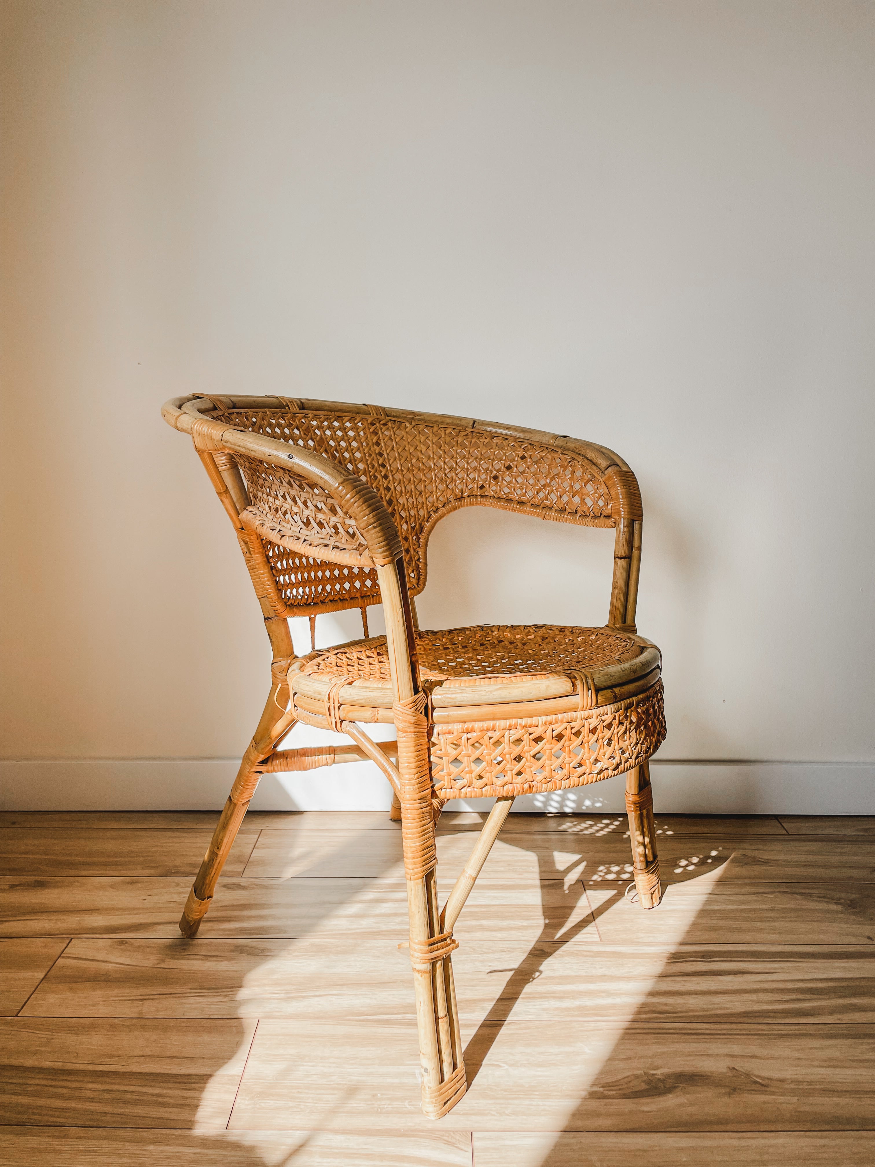 MID CENTURY CANE+RATTAN ARMCHAR