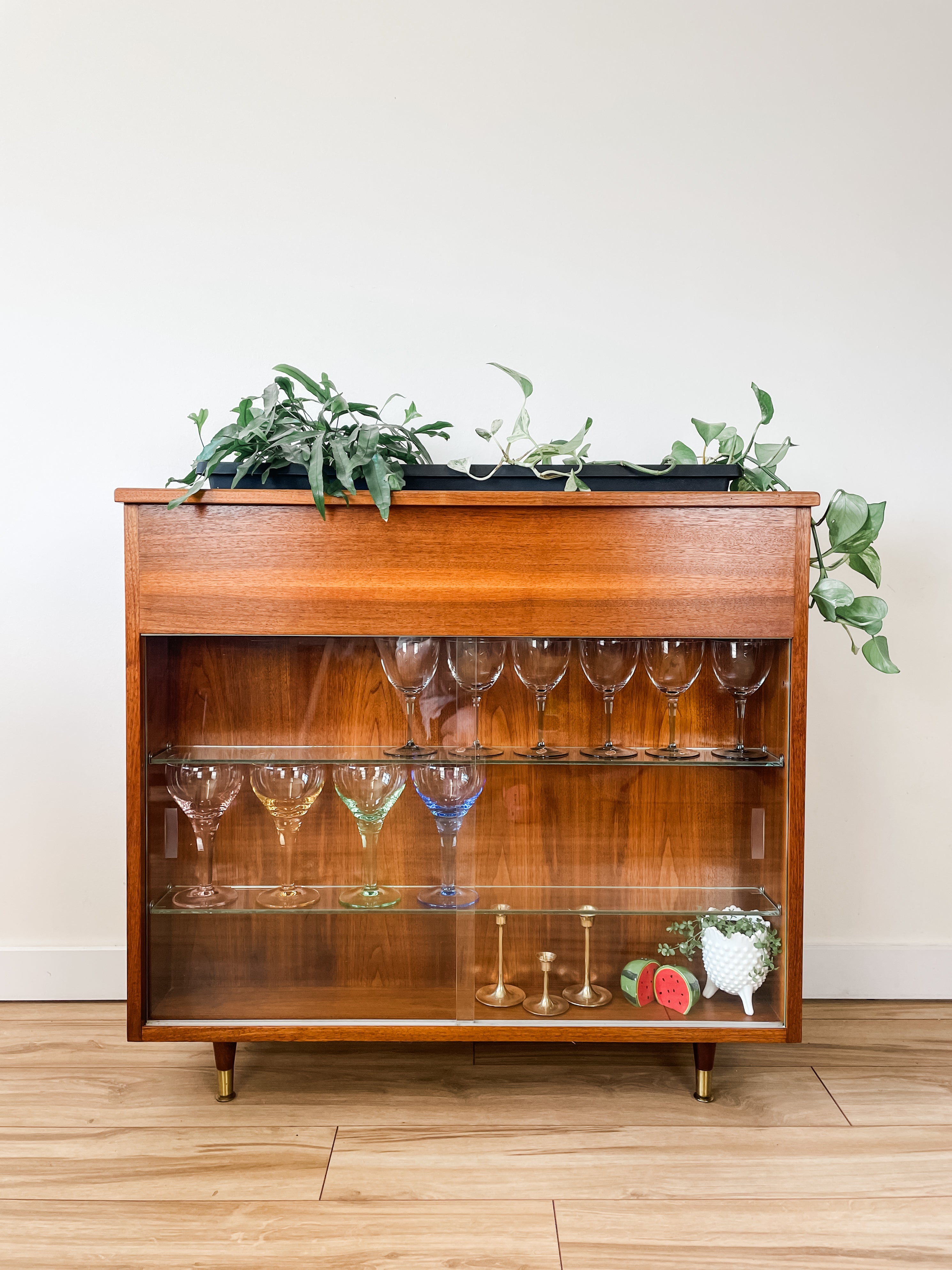 VINTAGE MID CENTURY ROOM DIVIDER PLANTER CABINET