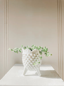 FENTON MILK GLASS HOBNAIL FOOTED VESSEL