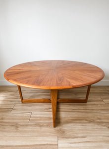 REFINISHED MID CENTURY TEAK STARBURST COFFEE TABLE