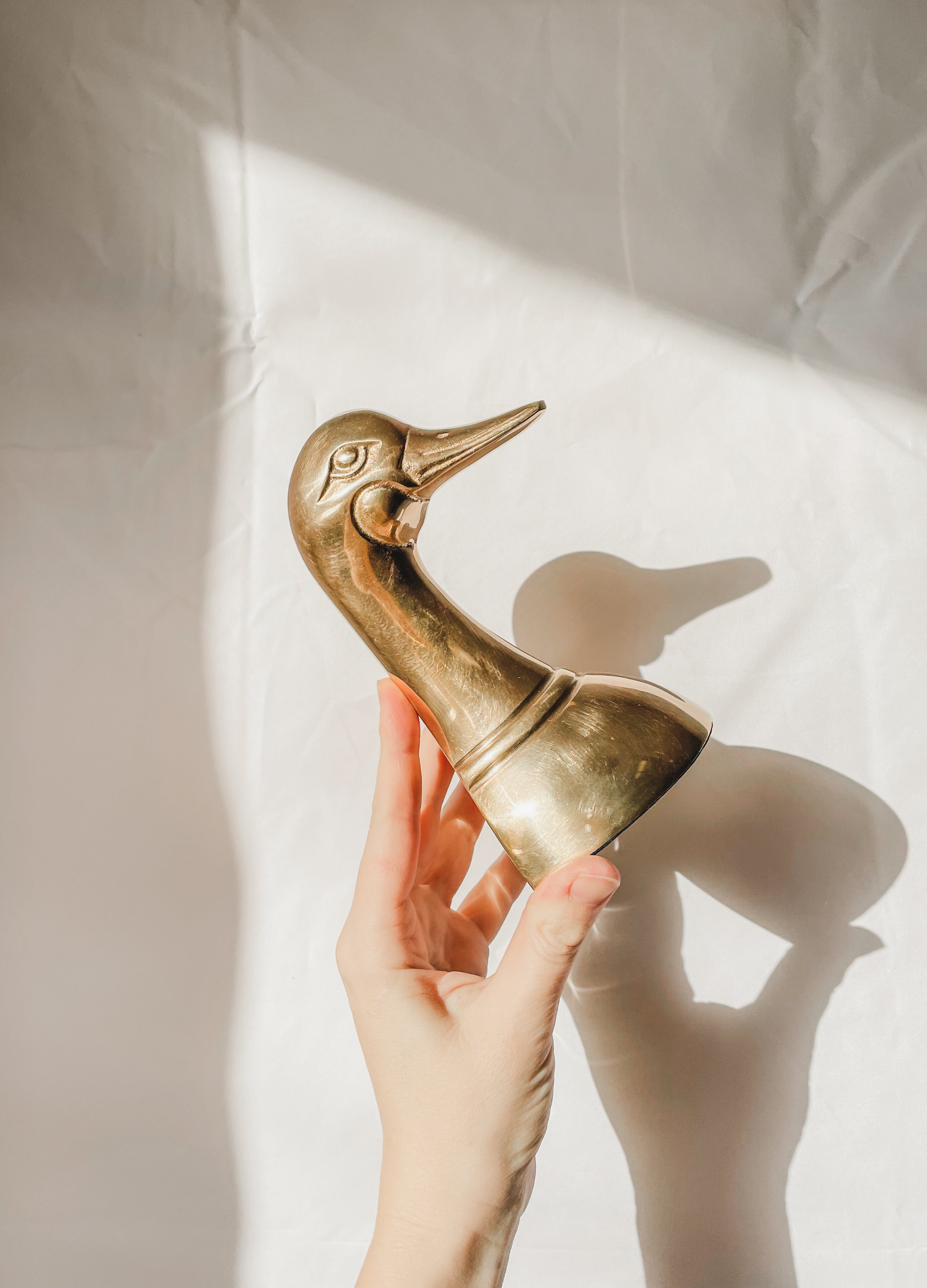 MID CENTURY BRASS DUCK HEAD BOOKENDS