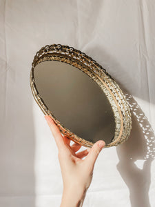 VINTAGE BRASS FILIGREE VANITY TRAY