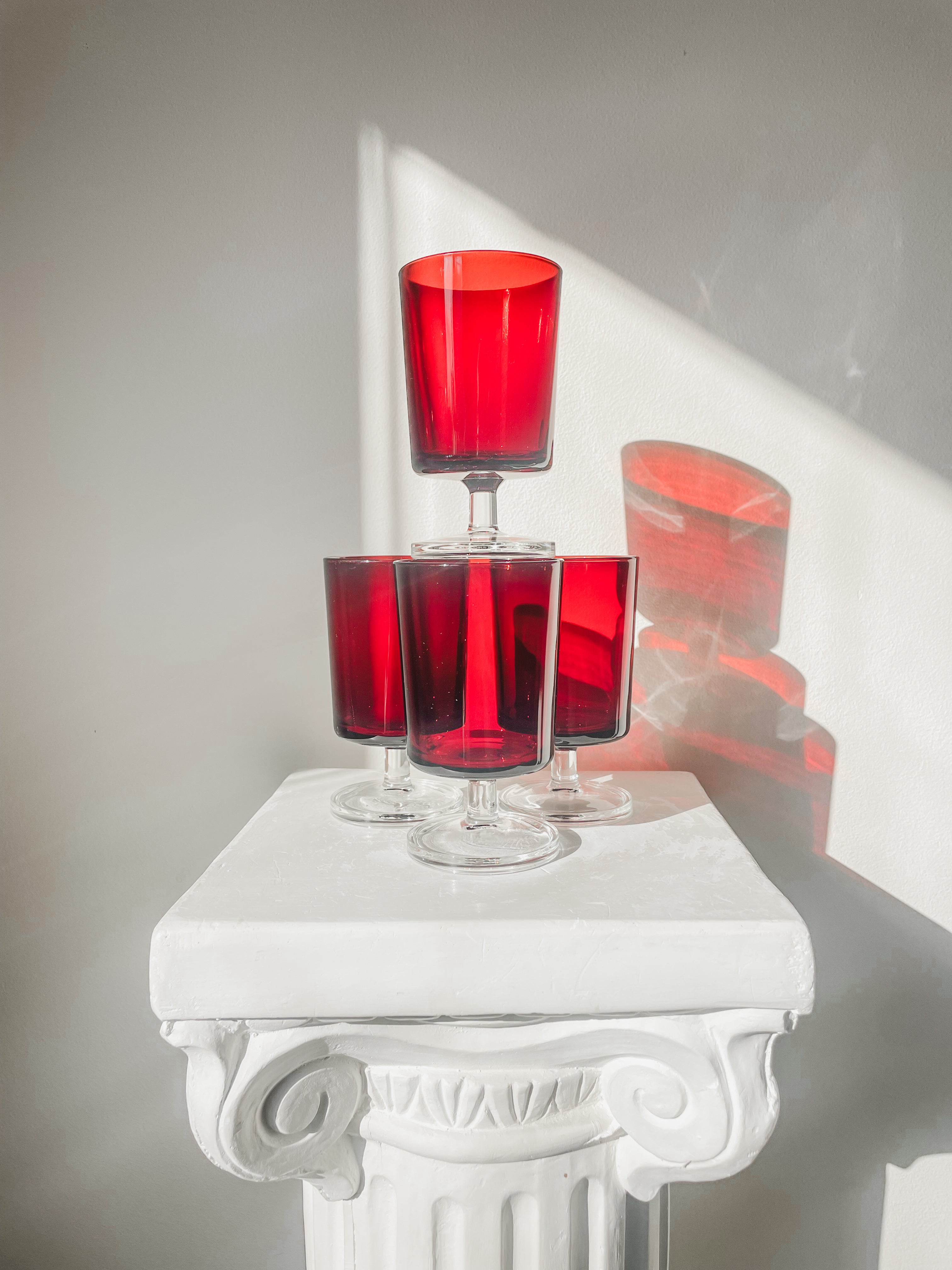 LUMINARC ‘RUBY RED’ COCKTAIL GLASSES