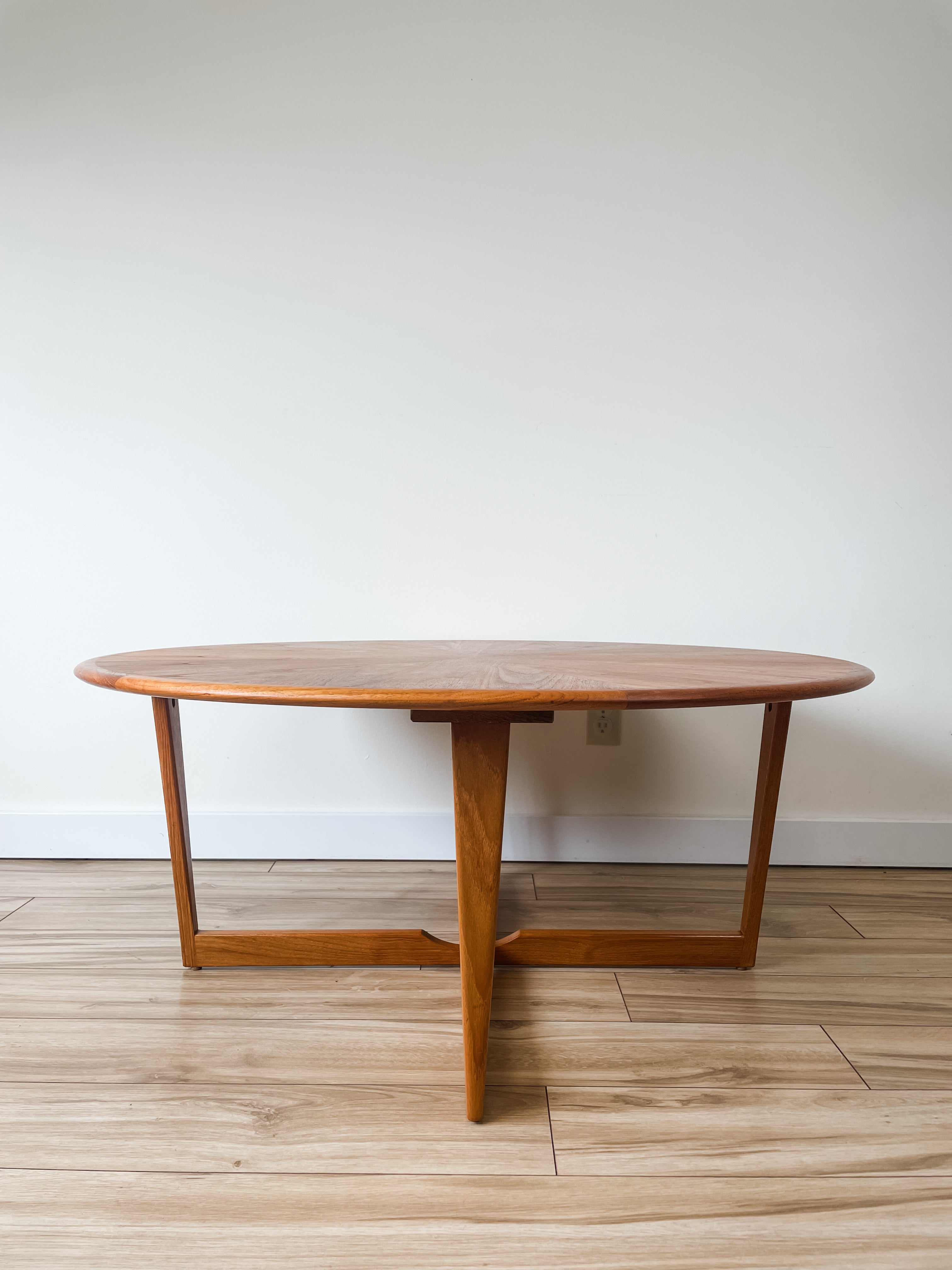 REFINISHED MID CENTURY TEAK STARBURST COFFEE TABLE