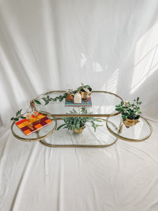 MILO BAUGHMAN STYLE BRASS SWIVEL COFFEE TABLE