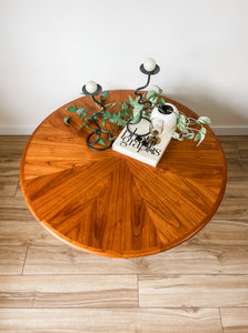 REFINISHED MID CENTURY TEAK STARBURST COFFEE TABLE