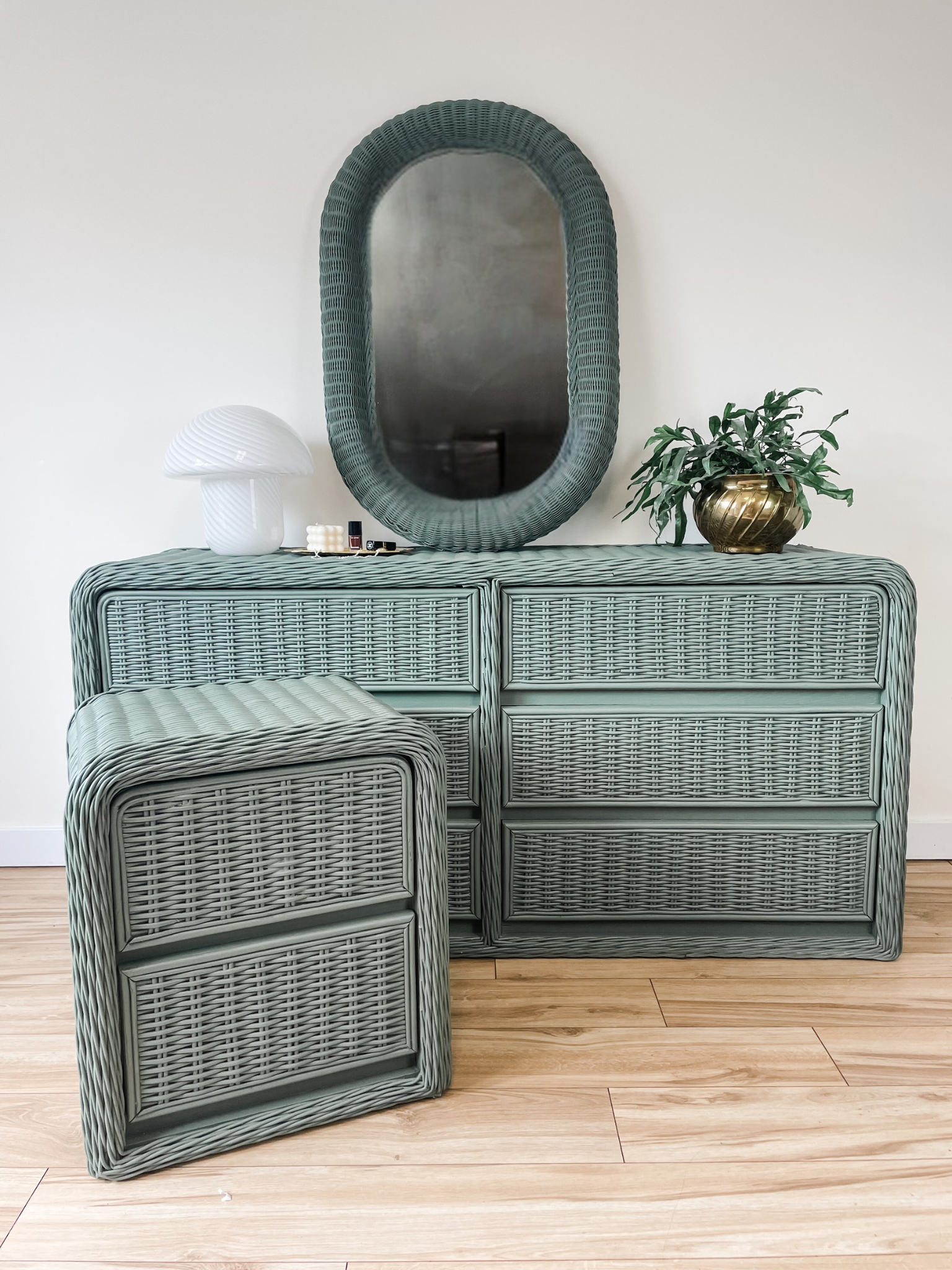 REFINISHED WICKER DRESSER