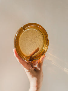 MID CENTURY AMBER ASHTRAY