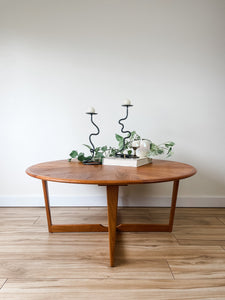 REFINISHED MID CENTURY TEAK STARBURST COFFEE TABLE