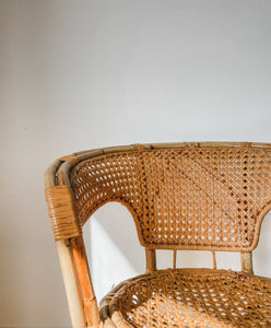 MID CENTURY CANE+RATTAN ARMCHAR