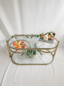 MILO BAUGHMAN STYLE BRASS SWIVEL COFFEE TABLE