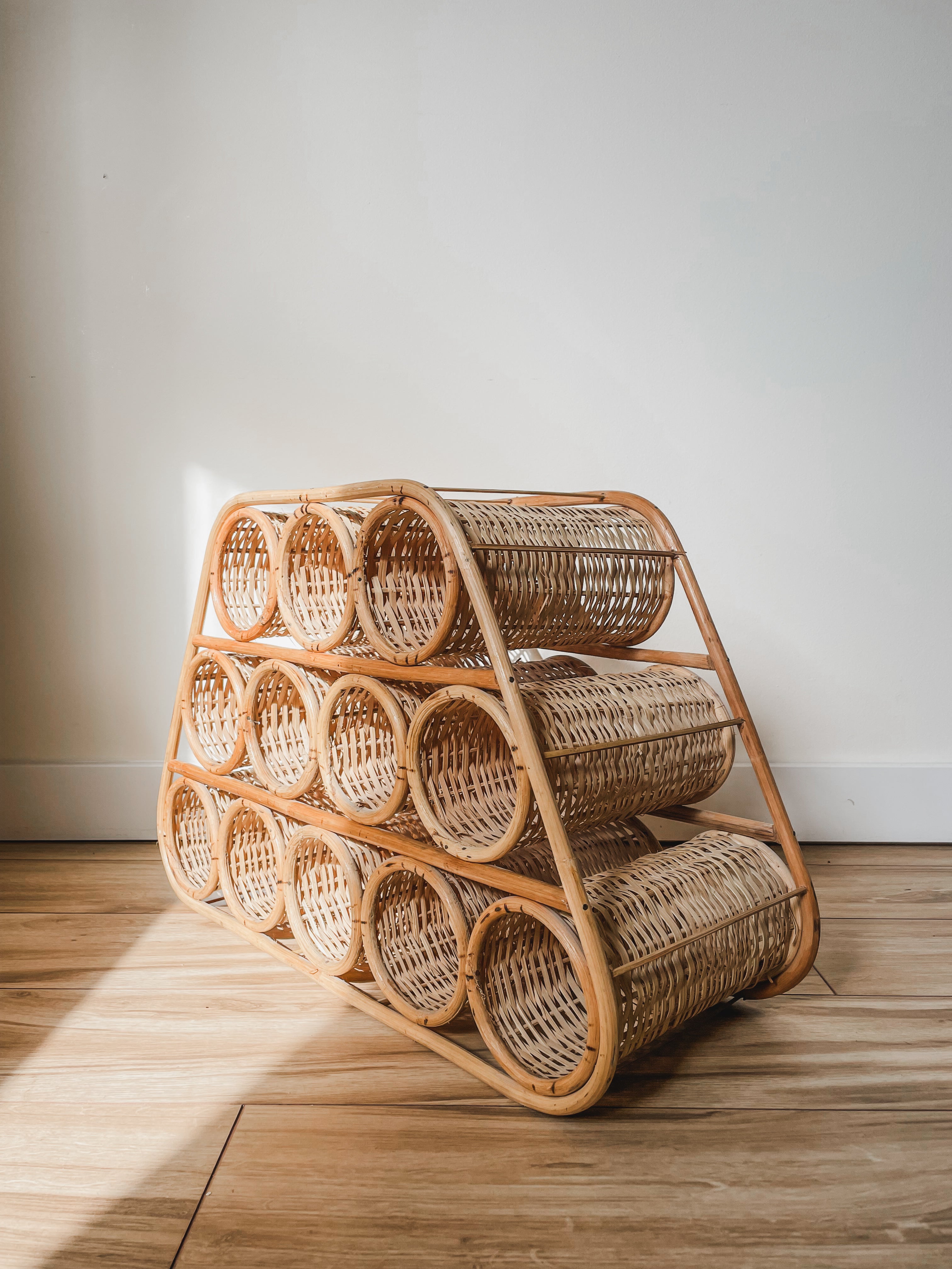 VINTAGE RATTAN+WICKER WINE RACK