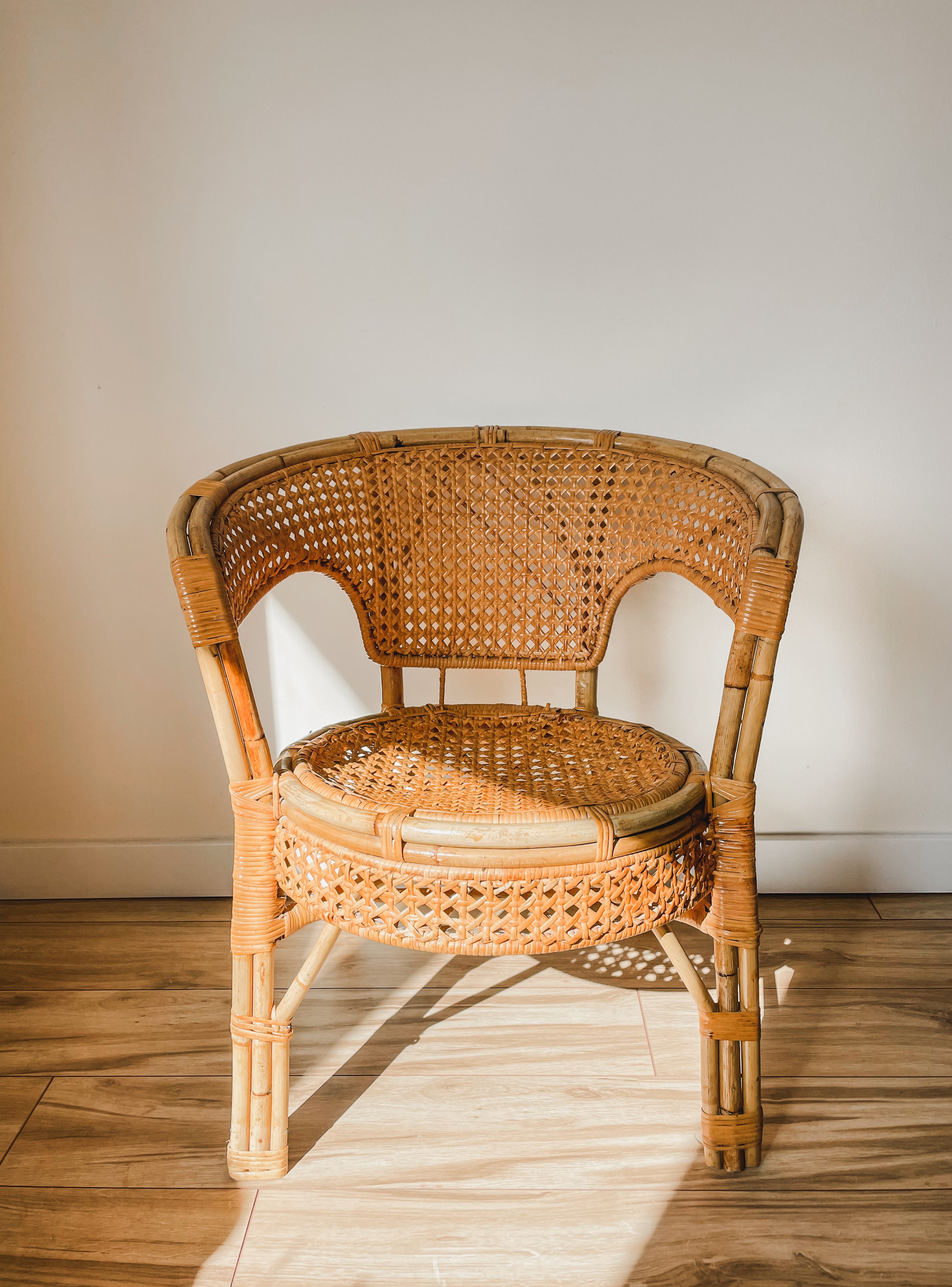 MID CENTURY CANE+RATTAN ARMCHAR