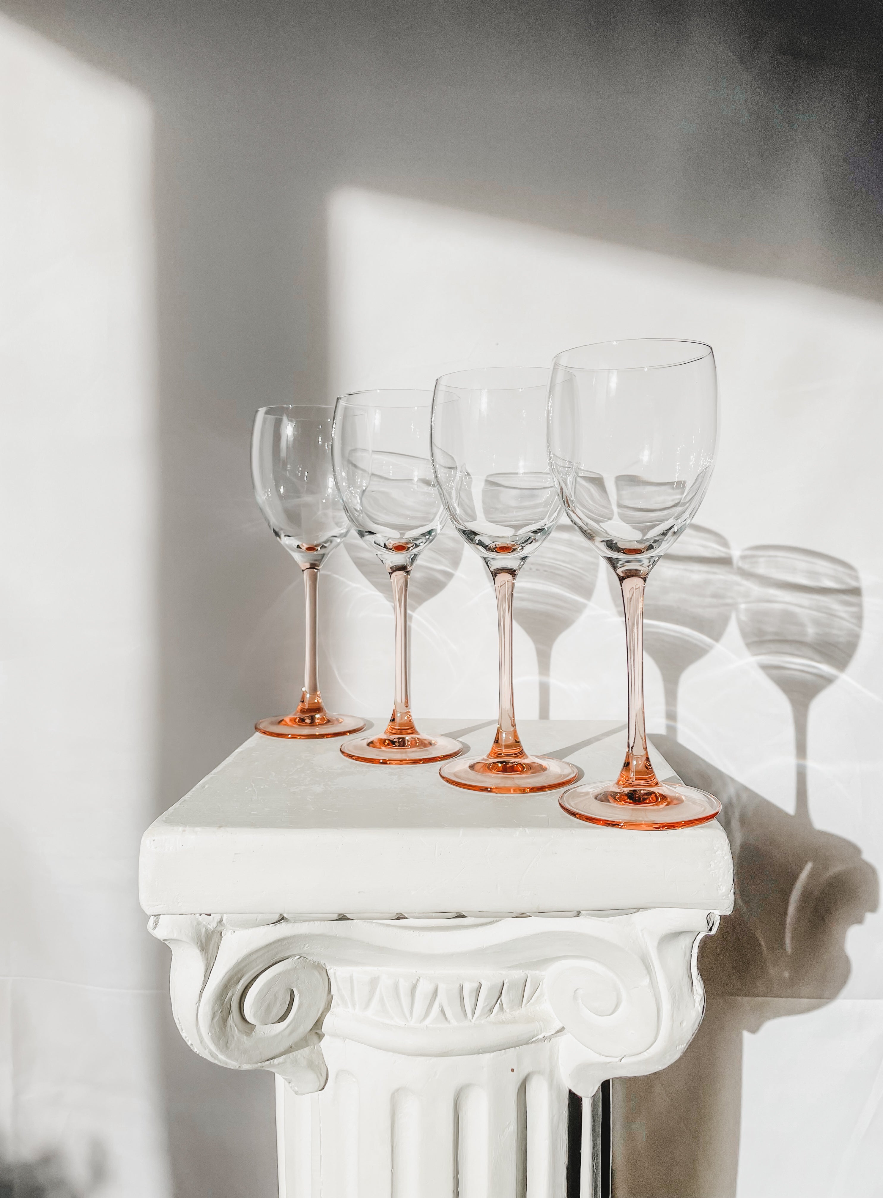 LUMINARC PINK STEM WINE GLASSES