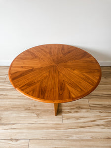 REFINISHED MID CENTURY TEAK STARBURST COFFEE TABLE