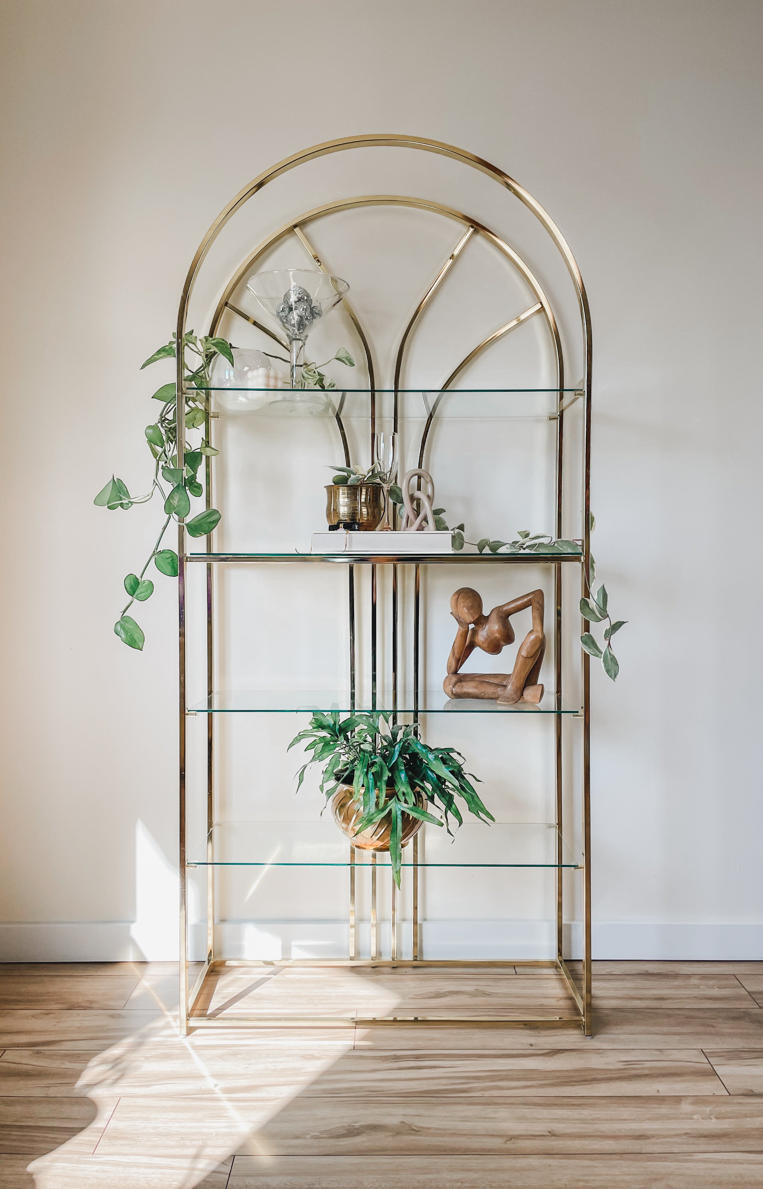 VINTAGE BRASS ARCH SHELF