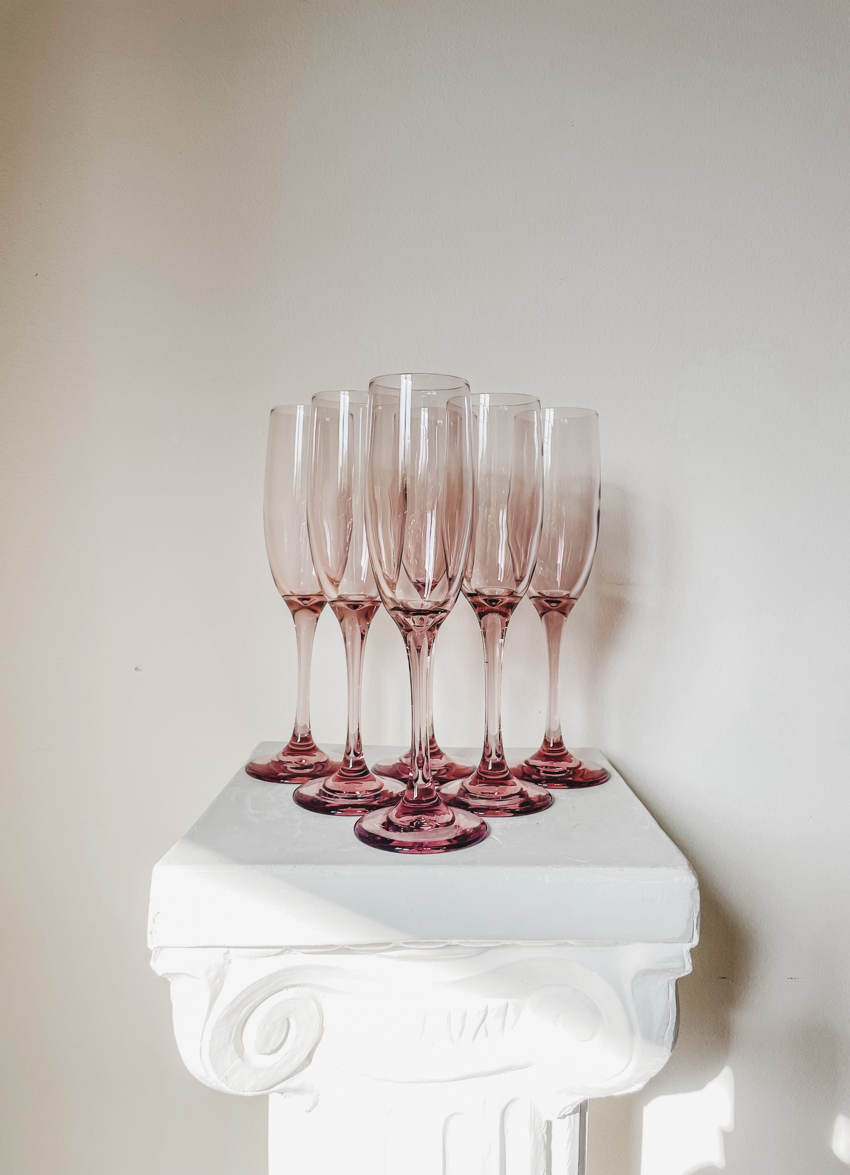 VINTAGE LIBBEY PINK PREMIER CHAMPAGNE FLUTES