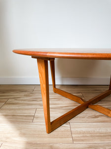 REFINISHED MID CENTURY TEAK STARBURST COFFEE TABLE