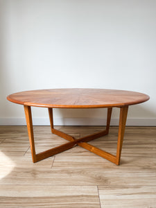 REFINISHED MID CENTURY TEAK STARBURST COFFEE TABLE