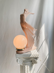 ART DECO REVIVAL CERAMIC PINK LADY LAMP