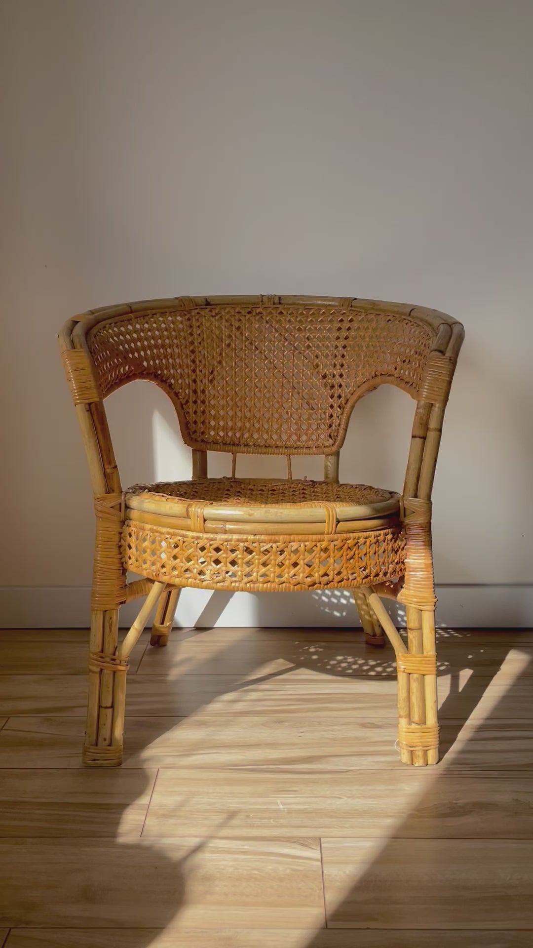 MID CENTURY CANE+RATTAN ARMCHAR