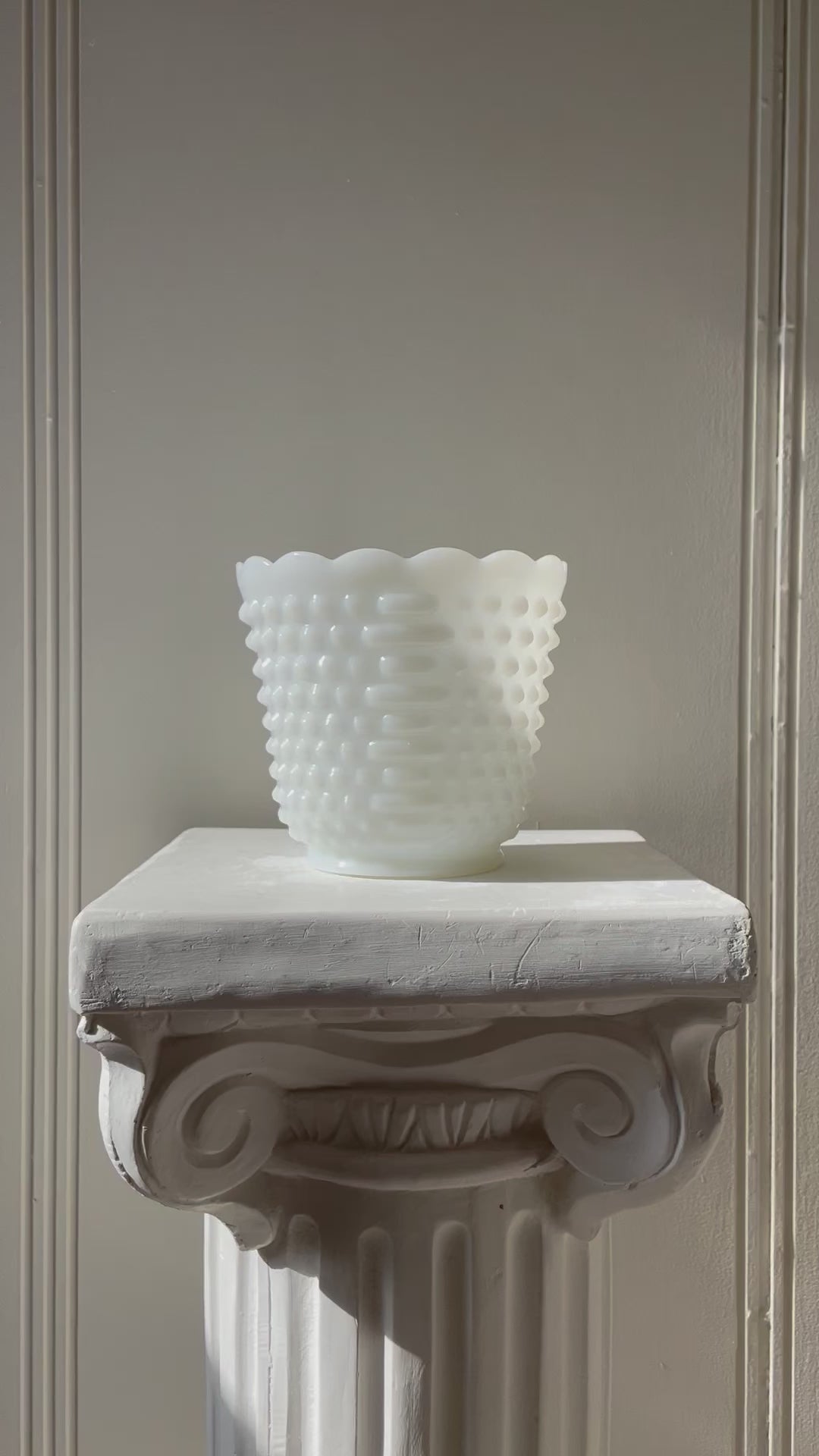 FIRE KING MILK GLASS HOBNAIL PLANTER