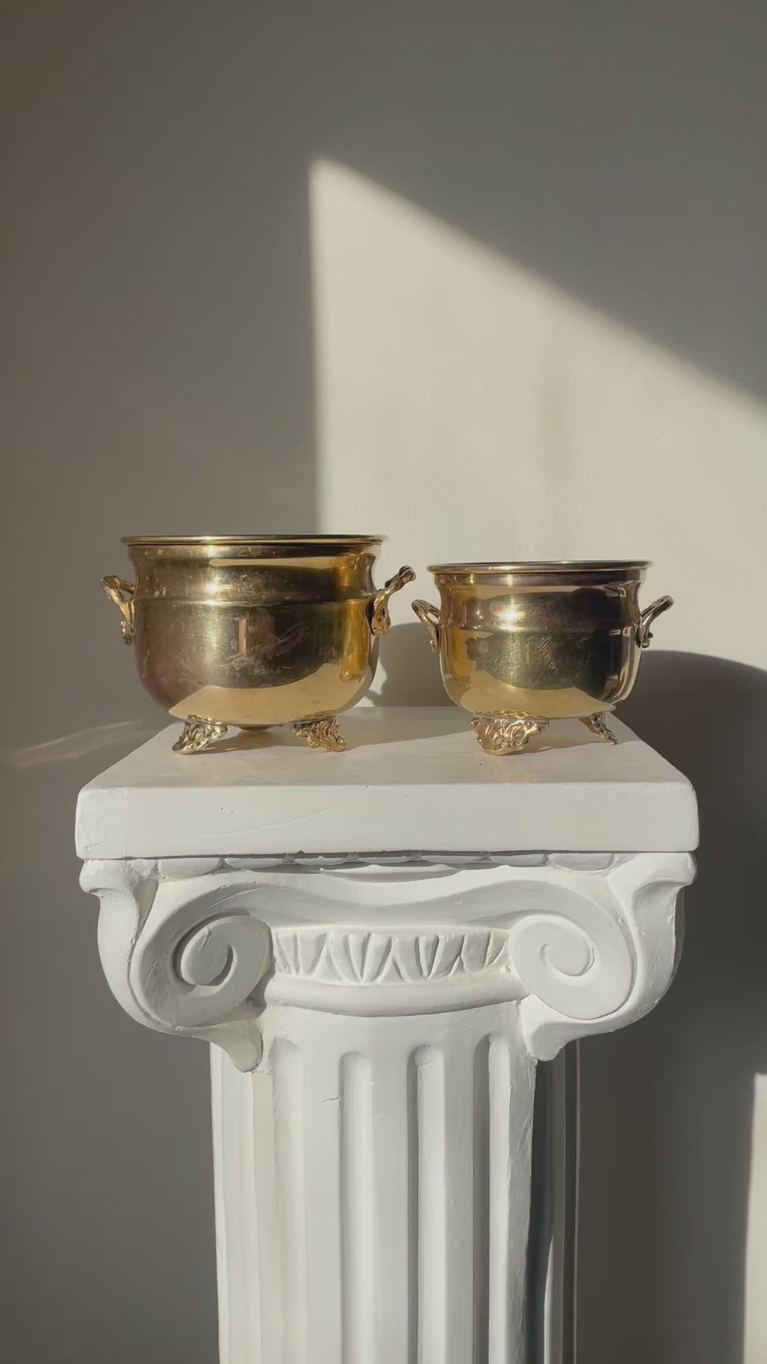 VINTAGE BRASS FOOTED PLANTERS