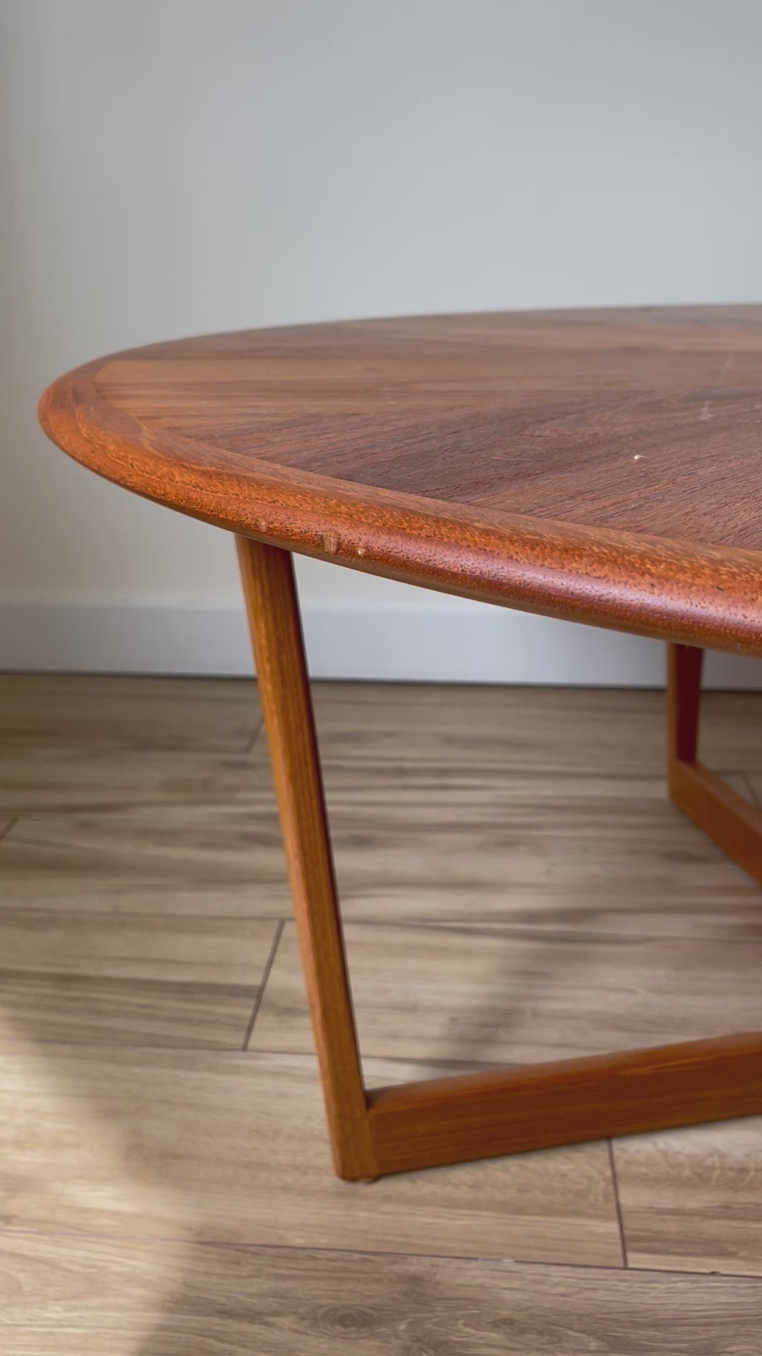 REFINISHED MID CENTURY TEAK STARBURST COFFEE TABLE