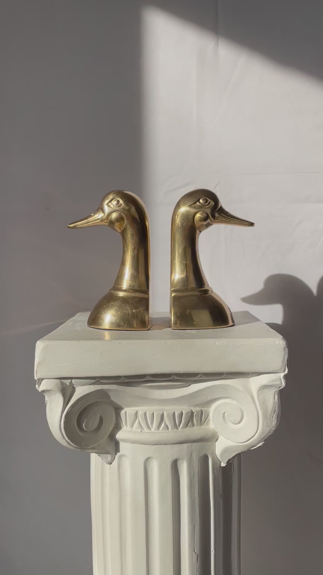 MID CENTURY BRASS DUCK HEAD BOOKENDS